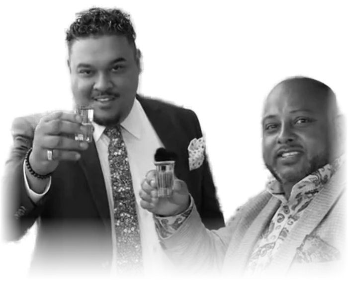 Global Bites founders Keith (left) and Shiraz (right) raising a toast